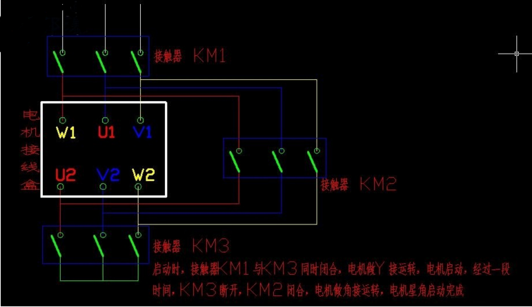 三相異步電機星三角降壓接線圖示